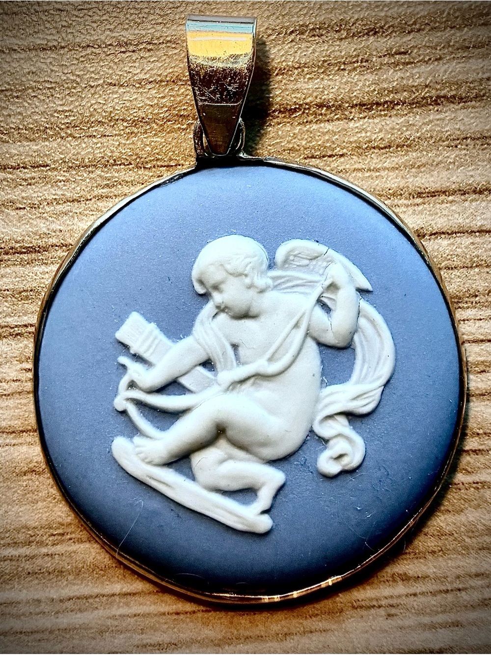 Antique 14 Karat Gold Wedgwood Pendant, made in England